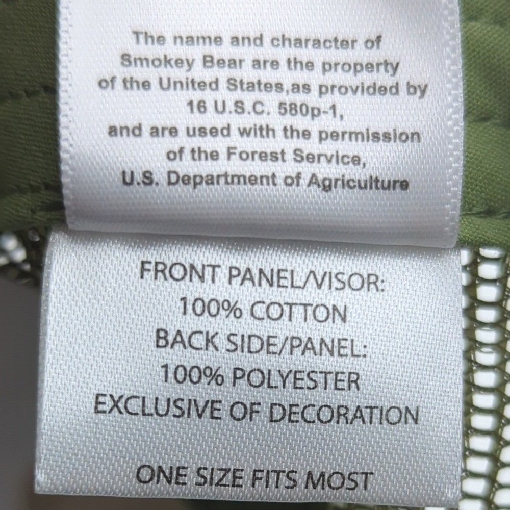 Smokey Bear Only You Prevent Wildfires Trucker Hat Mesh Snapback Green Cream NEW - Picture 10 of 12